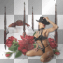 red, roses, bed, cowgirl, sexy