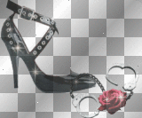 black shoe and handcuffs