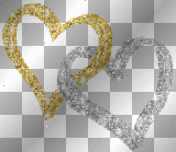 gold and silver glitter hearts