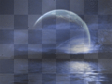 Moon over water background