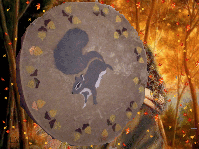 squirrel autum leaves Drum