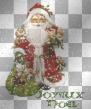 Père Noel avec neige et joyeux Noel