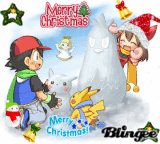 Ash,May,and Pikachu Christmas background