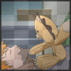 Kon beating up Ichigo