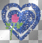 Blue Glitter Heart & Rose