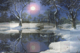 Moving water winter scene