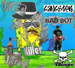 gangsta spongebob with a gun