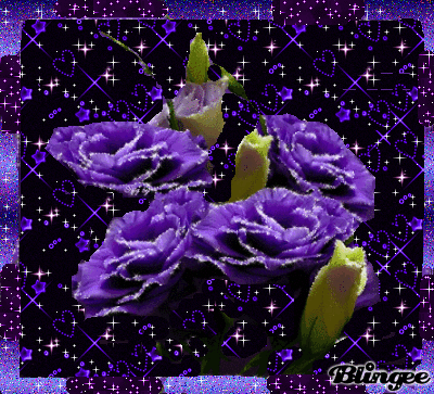purple glitter flowers