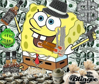 gangsta spongebob with a gun