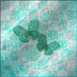 butterflies surrounded by Swirls~Teal