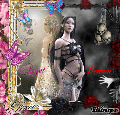 Demonic Angel Tattoos on This Half Angel Half Demon Picture Was Created Using The Blingee