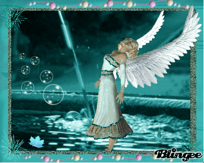 Teal Angel at the Fountain Picture #99935379 Blingee com