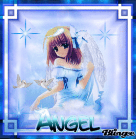 Blue Anime Angel-Among the Clouds