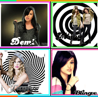 Taylor Miley Selena and Demi This Blingee was created with Blingee Plus Taylor Miley Selena and Demi This Blingee was created with Blingee Plus