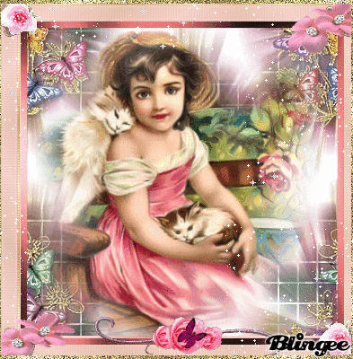petite fille avec ses chats