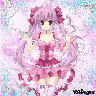 Cute Pink Anime Girl With Doves Picture 106732778 Blingee Com
