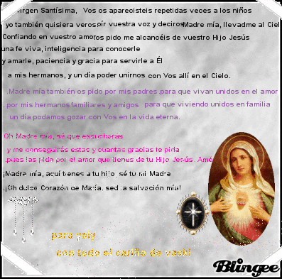 Fotos Animadas Oracion A La Virgen De Fatima Para Compartir 111528730 Blingee Com