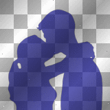 Blue Shadow Couple Kissing