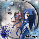 blue anime girl in front of the mystic moon (for Jamaene)