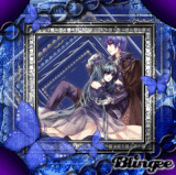 butterfly in blue and anime girl with boy in love butterfly in blue and anime girl with boy in love