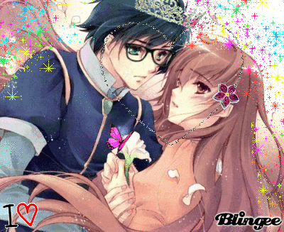 Download 3840x2160 Anime Couple Romance Glasses Flowers White