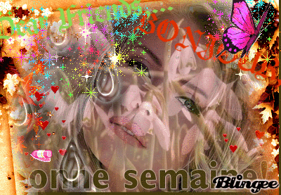 Bonjour Cher(e)s Ami(e)s Fond Verdure Automne, Bonne Semaine, Coeurs.