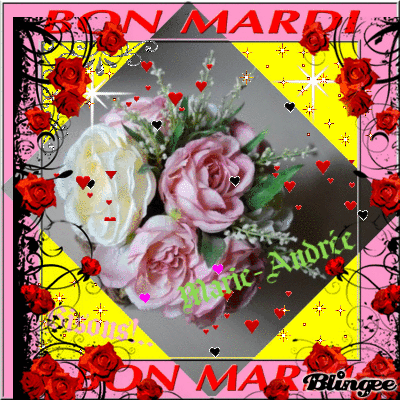 Roses pastel clair ou rouge - Verdure / Coeurs / BON MARDI � Bisous...