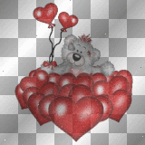 Cute teady bear and hearts