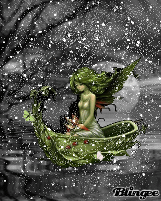 La fée du lac sous la neige