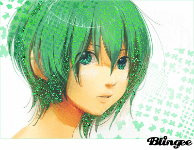 Anime girl with short green hair